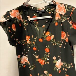 41 Hawthorn Black and Orange Floral Blouse